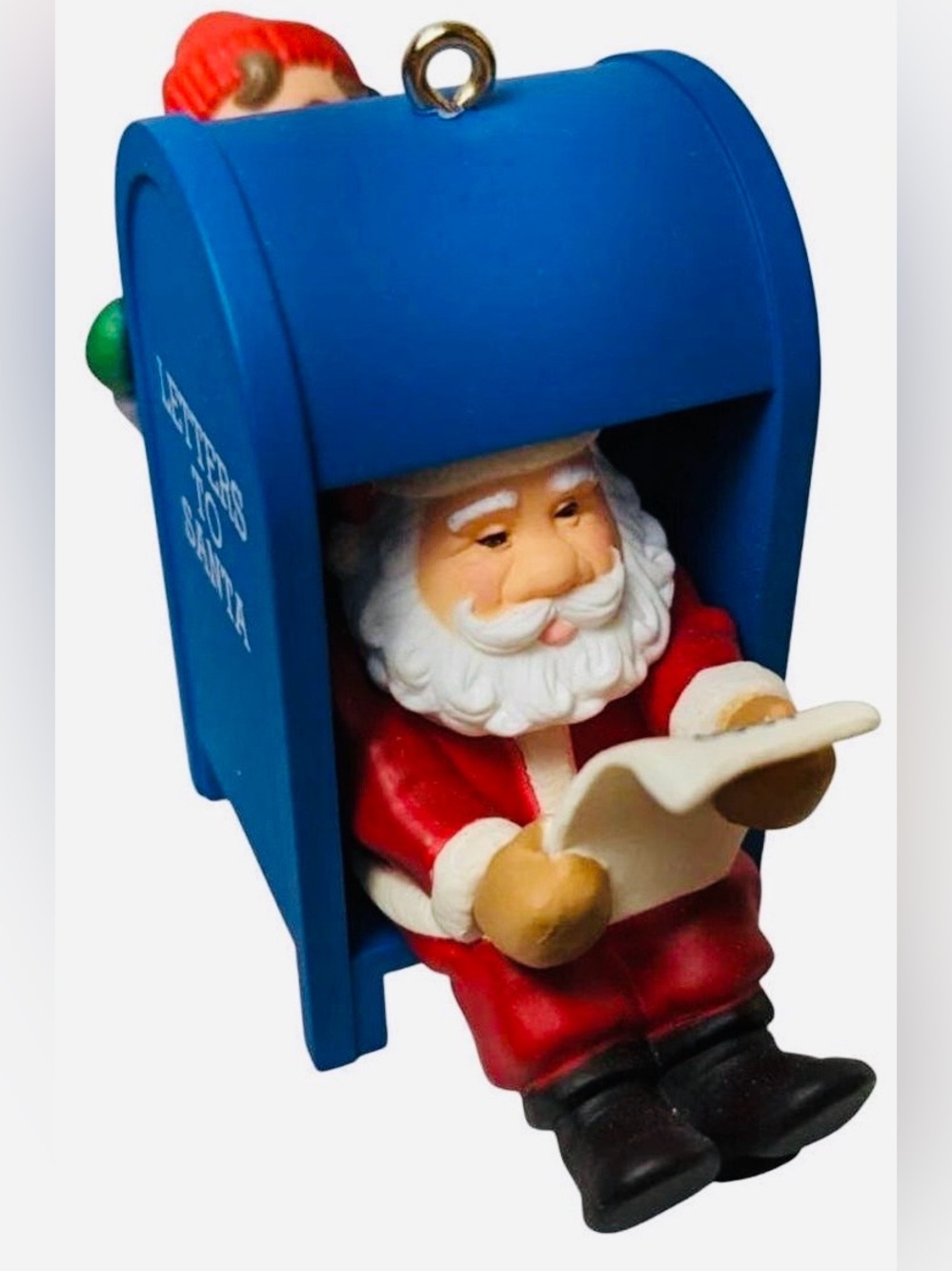 1997 Santa Mail Hallmark Santa Claus in Blue Mailbox Ornament Hallmark